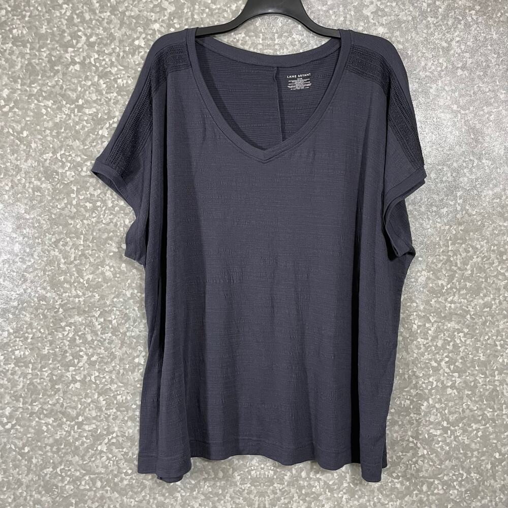 Lane Bryant Blue Plus Size Crochet Lace Shoulder Top - Size 26/28 - Textured